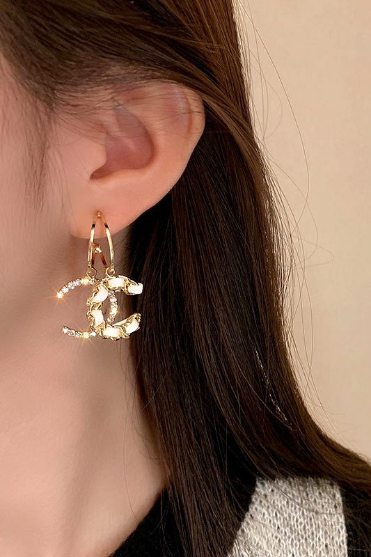 Dainty Luxury Double CC Charm Earrings - Lylah's