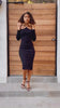 Load and play video in Gallery viewer, Savannah Black Rib Strap Detail Midi Dress
