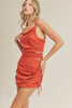 Positano Red Ruched Mini Dress - Lylah's