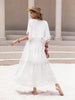 Load image into Gallery viewer, Tassel Trim Smocked V-Neck Short Sleeve Dress