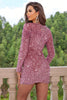 Load image into Gallery viewer, Sequin V-Neck Long Sleeve Mini Dress