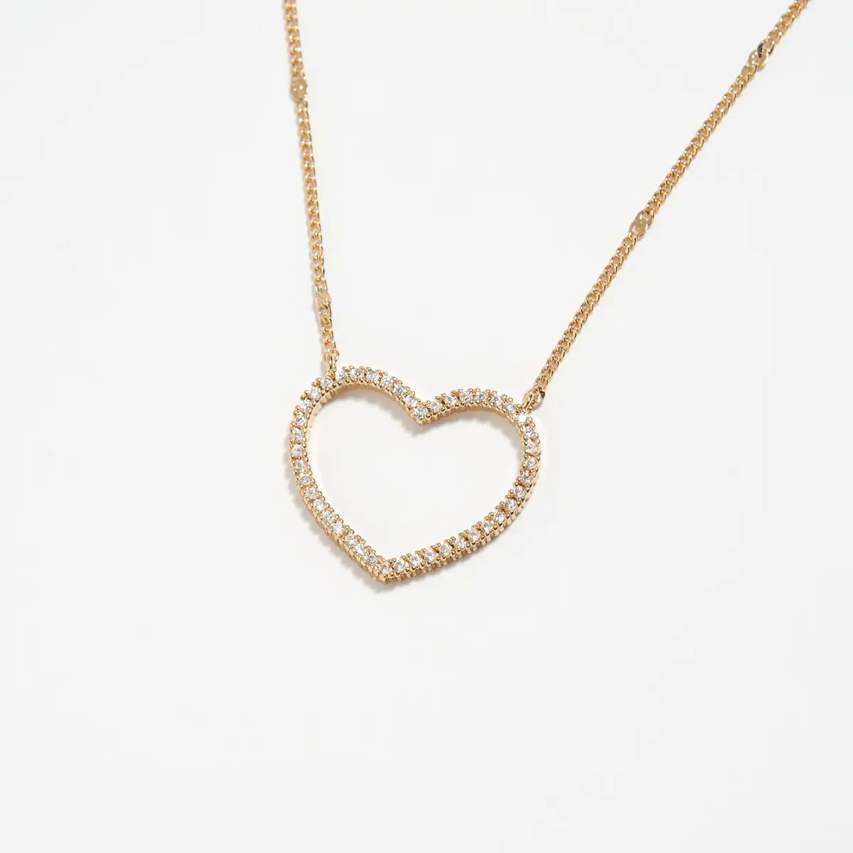 Rhinestone Heart Pendant Necklace - Lylah's