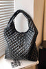 Black Quilted Oversized PU Leather Handbag