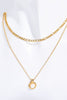 Copper 14K Gold Pleated Round Shape Aventurine Pendant Necklace - Lylah's