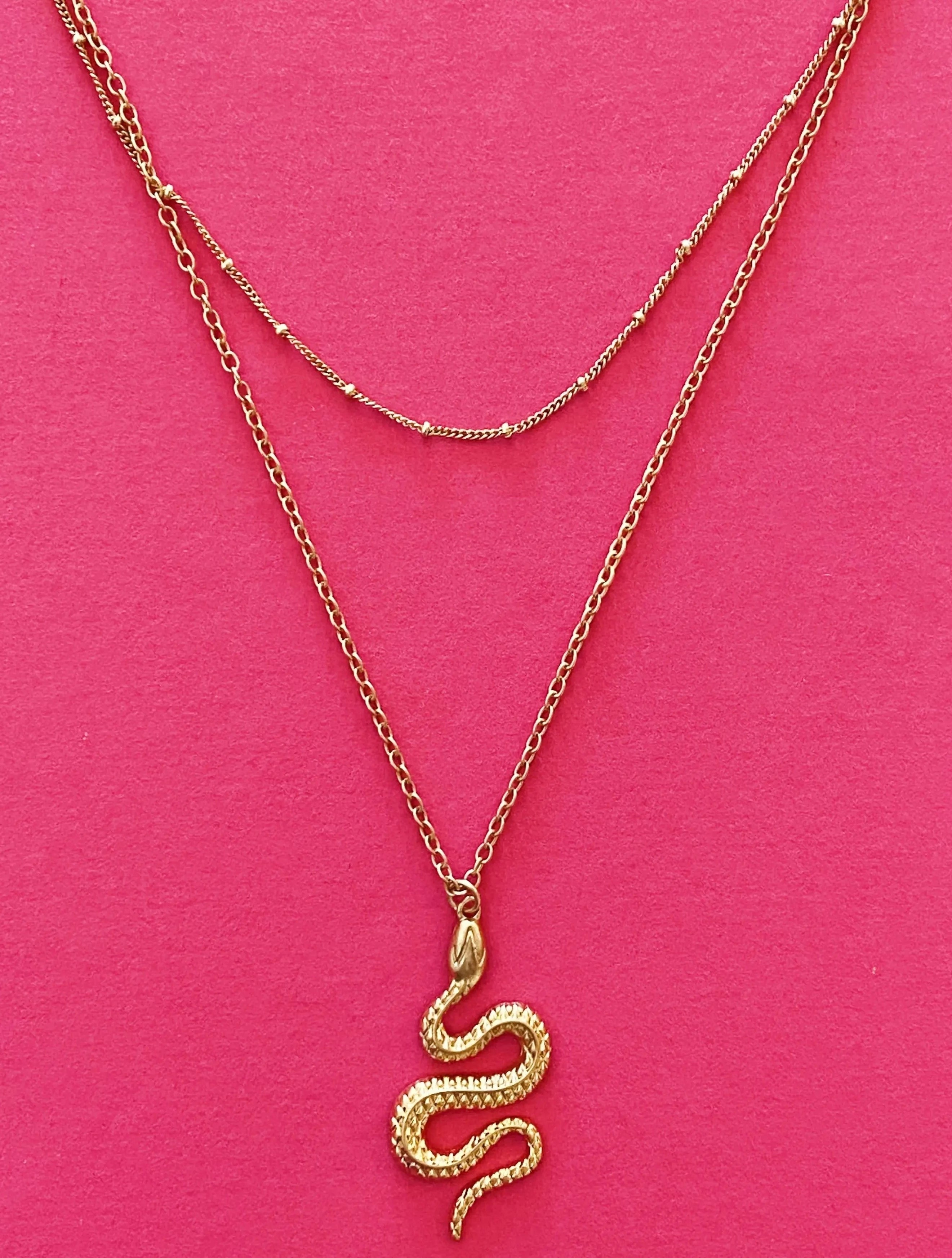 Layered Gold Serpent Necklace - Lylah's