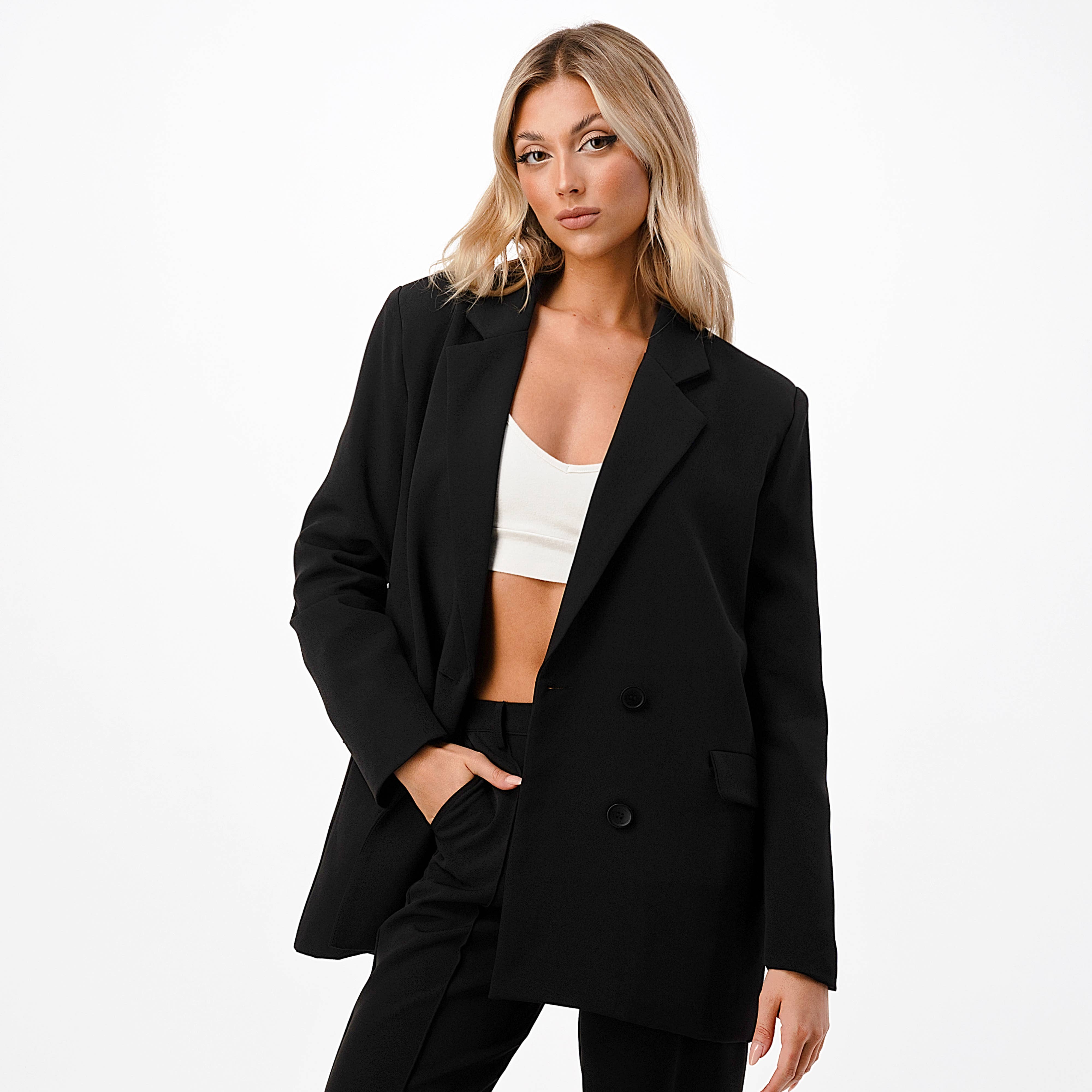 Uptown Women's Black Tailored Oversized Blazer - Lylah's