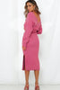 Load image into Gallery viewer, Surplice Neck Bow Waist Slit Sweater Dress - Lylah&#39;s