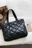 Load image into Gallery viewer, Black Puffy Quilted PU Leather Tote Bag - Lylah&#39;s
