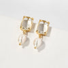Load image into Gallery viewer, Square Gemstone And Pearl Earrings - Lylah&#39;s