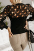 Load image into Gallery viewer, Hollowed Floral Lace Spliced Long Sleeve Blouse