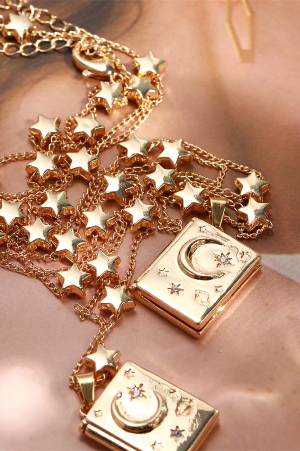 Star and Moon Copper 14K Gold-Plated Necklace - Lylah's