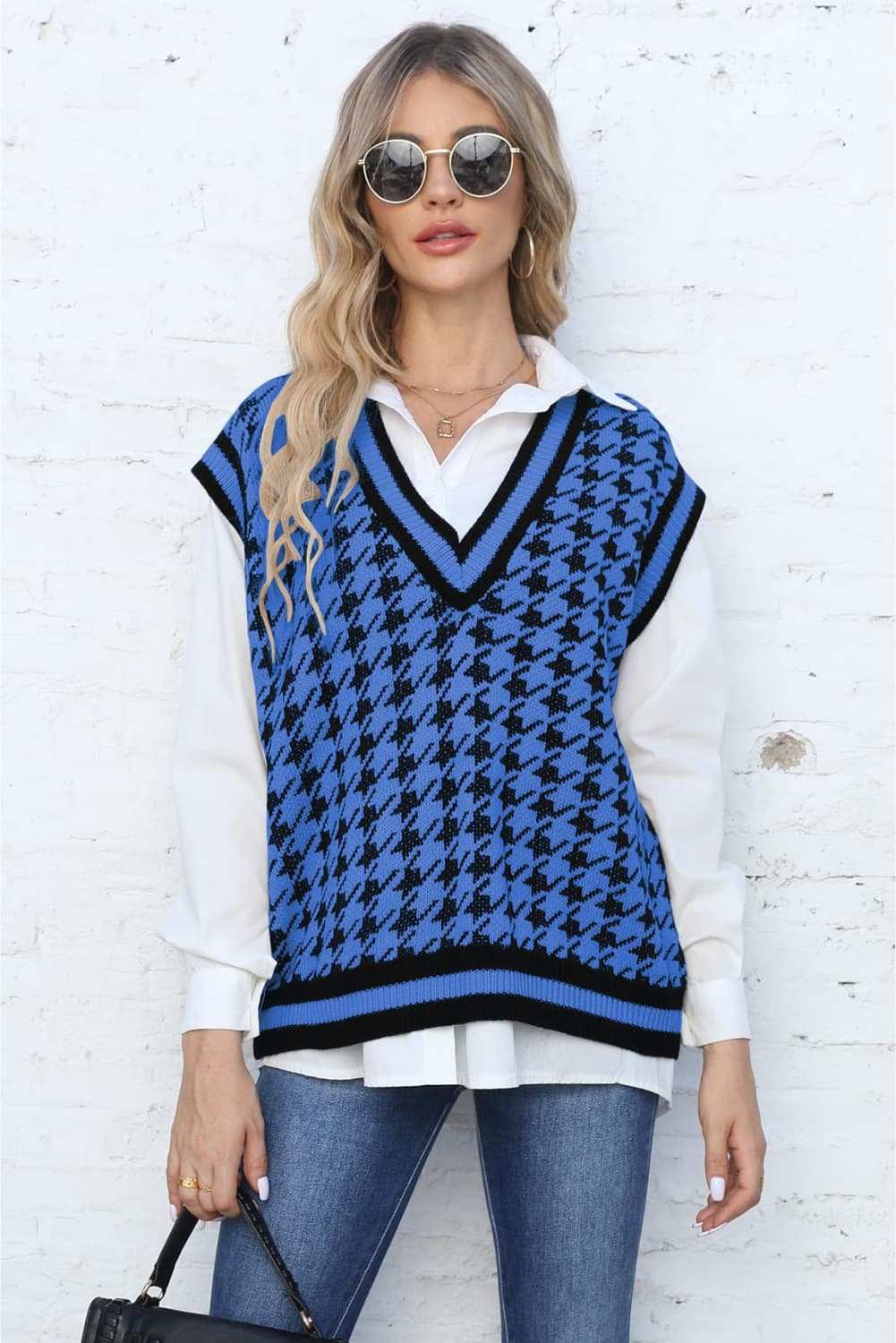 Parisian Vibes Houndstooth Sweater Vest - Lylah's