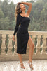 Load image into Gallery viewer, One-Shoulder Long Sleeve Slit Dress