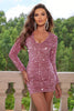 Load image into Gallery viewer, Sequin V-Neck Long Sleeve Mini Dress