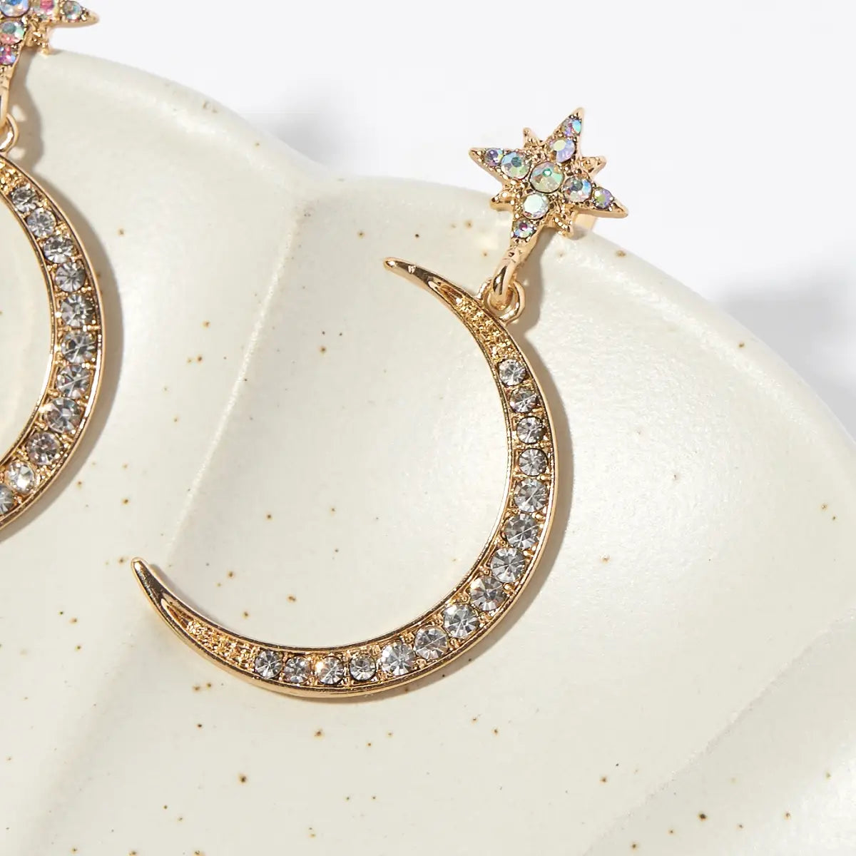 Diamond Crescent Moon Earrings - Lylah's