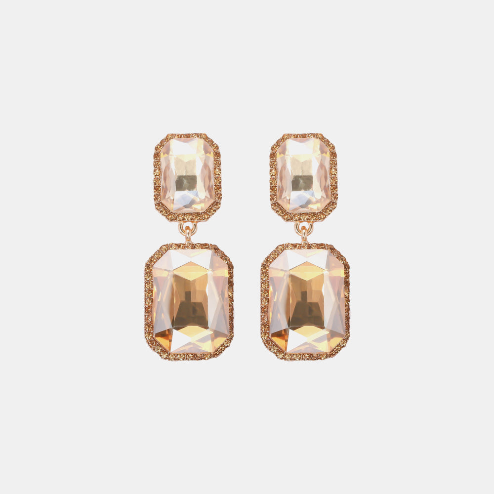 Geometrical Shape Glass Stone Dangle Earrings - Lylah's