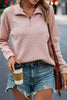 Texture Half Zip Long Sleeve Sweatshirt