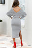 Load image into Gallery viewer, Surplice Neck Bow Waist Slit Sweater Dress - Lylah&#39;s