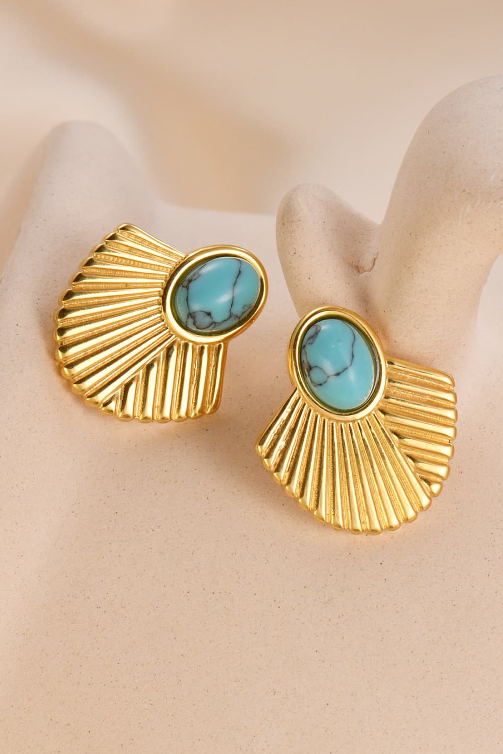 Turquoise 18K Gold Plated Stud Earrings - Lylah's