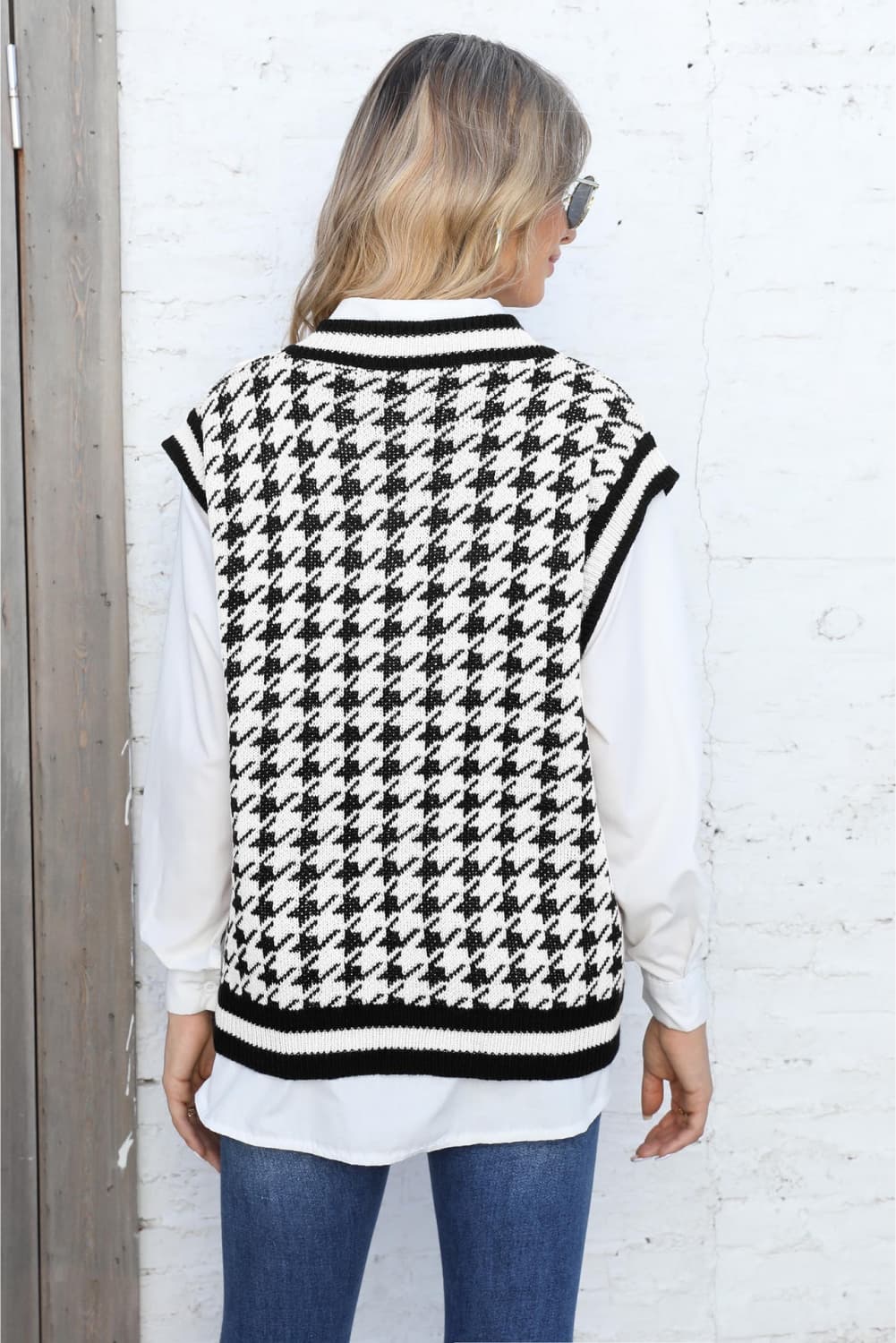 Parisian Vibes Houndstooth Sweater Vest - Lylah's