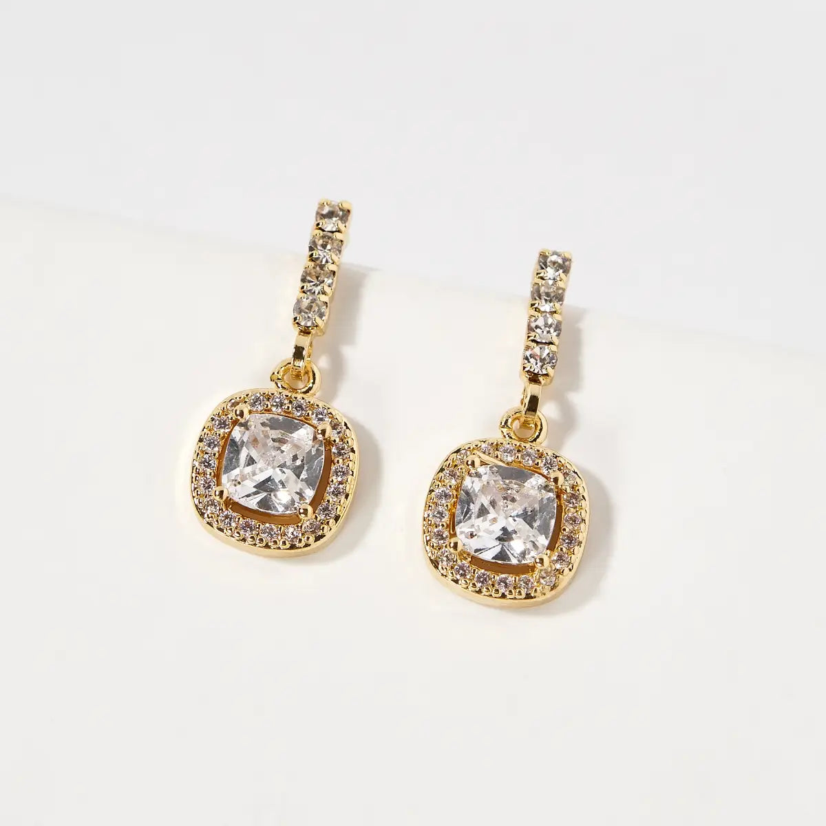 Diamond Square Drop Earrings - Lylah's